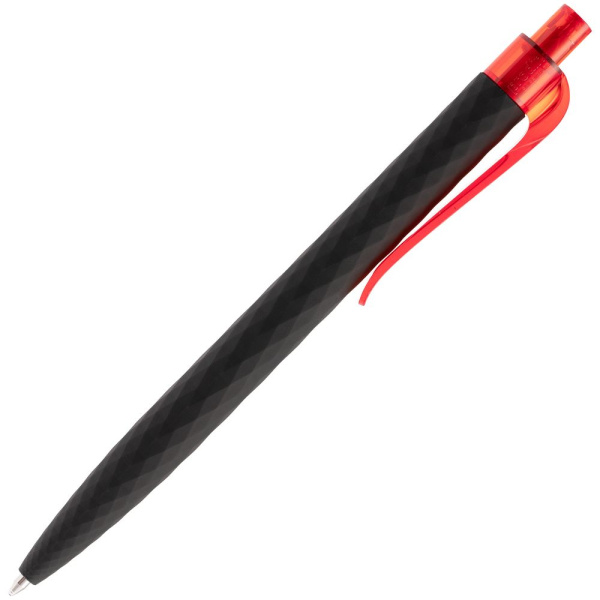Ручка шариковая Prodir QS01 PRT-T Soft Touch, черная с красным, 14х1 см