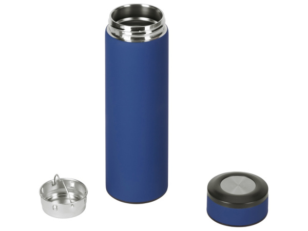 Вакуумный термос «Vacuum Flask C1», soft touch, 420мл, Цвет темно-синий/черный/серебристый