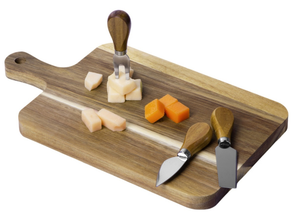 Набор для сыра из акации «Parmesan», Цвет коричневый, серебристый