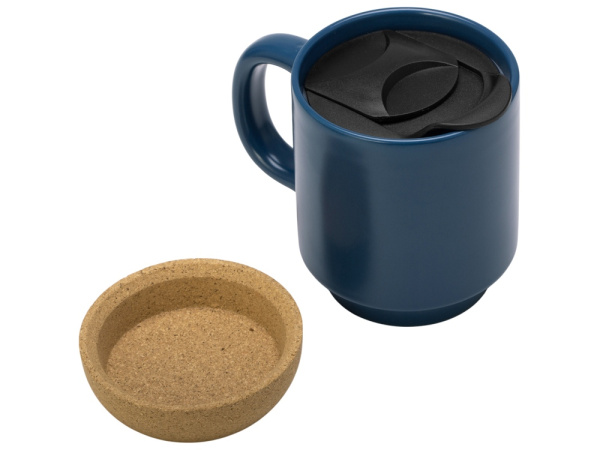 Кружка с пробковым дном и крышкой «Denpasar», Цвет бензиновый синий