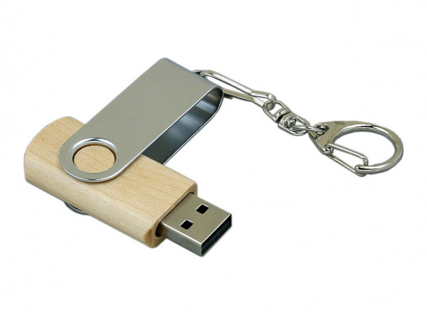 USB 2.0- флешка промо на 16 Гб с поворотным механизмом, Размер 16Gb, Цвет натуральный/серебристый