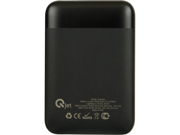 Внешний аккумулятор с быстрой зарядкой QC/PD «CosmIQ», 10000 мАч, Цвет черный