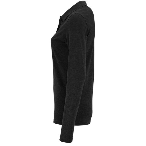 Рубашка поло женская с длинным рукавом Perfect LSL Women, черный меланж, S–XXL