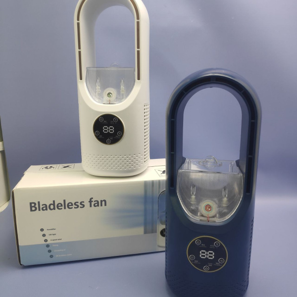 Вентилятор - увлажнитель воздуха настольный Bladeless Fan / Таймер, подсветка, 6 скоростей 