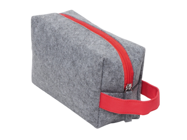 Косметичка из РПЕТ фетра с ручкой «Felt», Цвет серый, красный