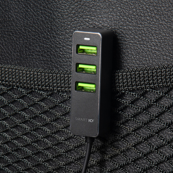 АЗУ 1 USB + 3 USB для пассажиров, QC 3.0, 7Аa, Цвет графит
