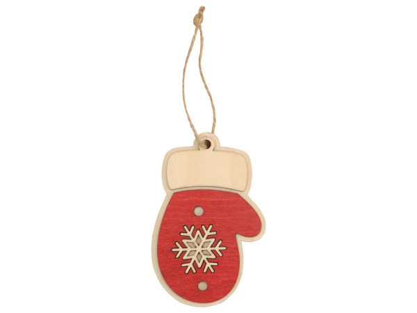 Подвеска «Новогодняя варежка», Цвет натуральный/красный