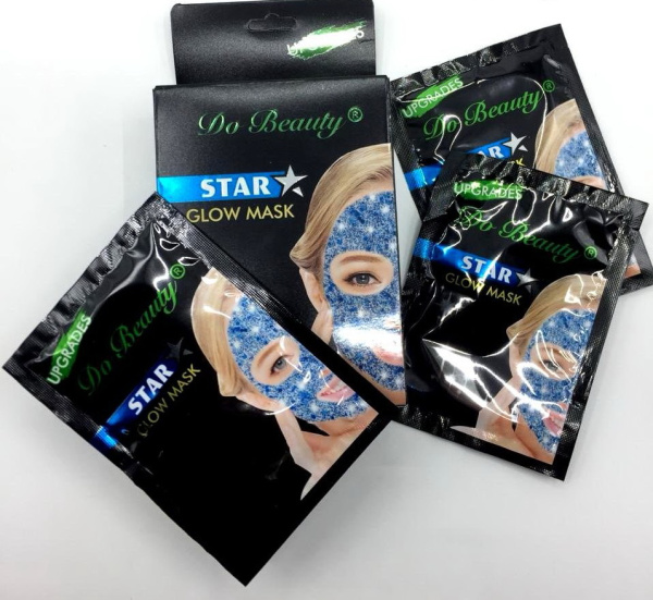 Маска для лица Do beauty Star glow mask, упаковка 10 масок по 18 гр. С золотым глиттером (очищение)