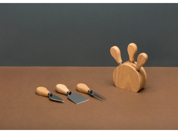 Набор из ножей для сыра на подставке «Take it cheesy», Цвет бежевый