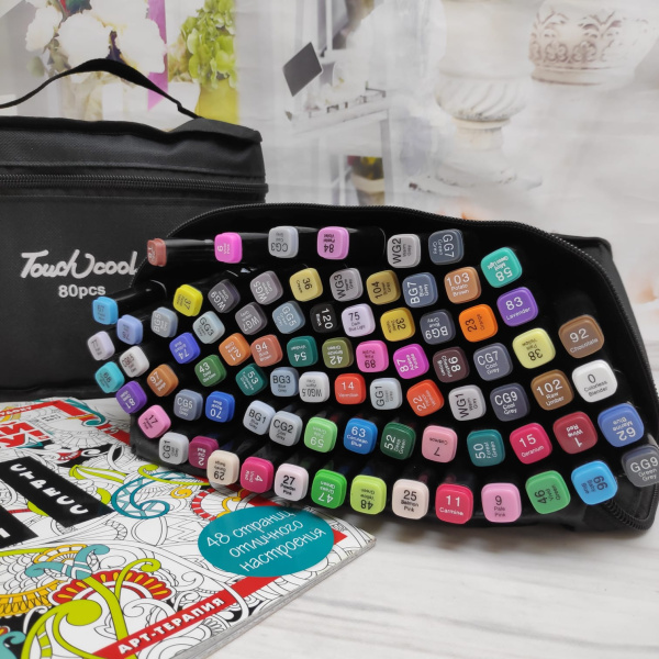 Маркеры - фломастеры для скетчинга Touch NEW, набор 80 цветов (двухсторонние)