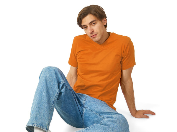 Футболка "Heavy Super Club" мужская с V-образным вырезом, Размер L, Цвет оранжевый