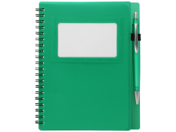 Блокнот «Контакт» с ручкой, Цвет зеленый, серебристый