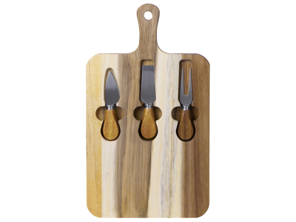 Набор для сыра из акации «Parmesan», Цвет коричневый, серебристый