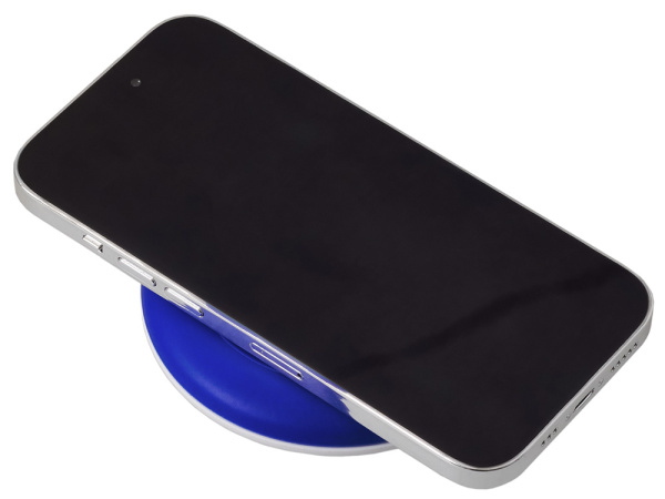 Беспроводное зарядное устройство «Disc» со встроенным кабелем 2 в 1, Цвет синий