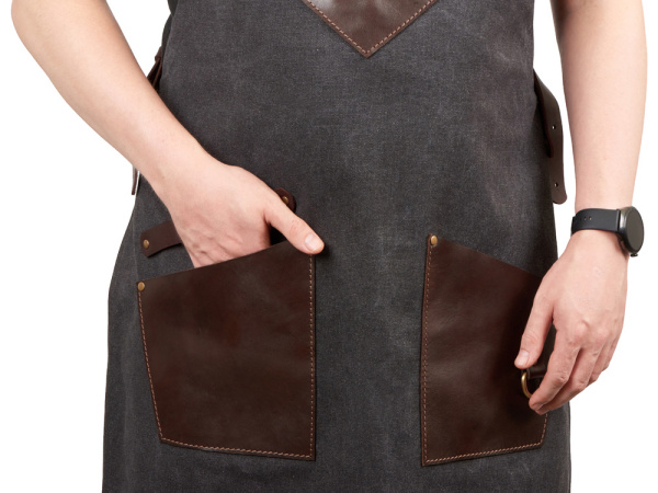 Фартук из канваса с карманами, Цвет черный/темно-коричневый