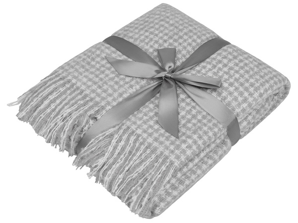 Плед акриловый «Harp» 180 х 130 см, Цвет белый, холодный серый