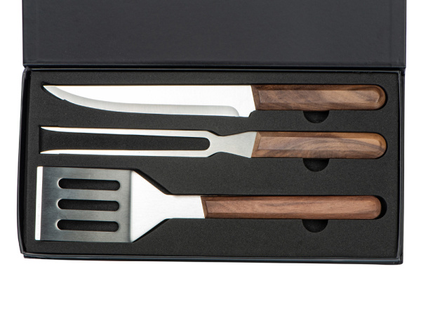 Набор для барбекю из ореха «Flank», Цвет коричневый, серебристый