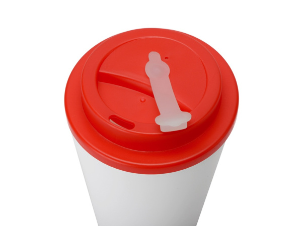 Пластиковый стакан с двойными стенками «Take away», Цвет белый/красный