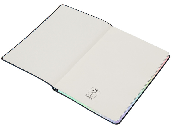 Блокнот А5 в гибкой обложке «Fellini» с голографическим срезом, Цвет темно-синий