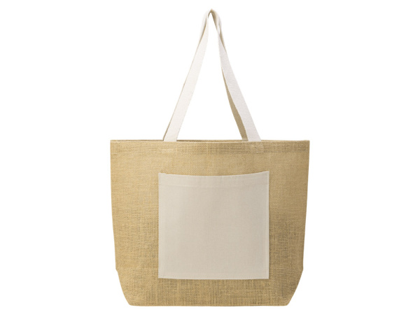 Сумка Jute джутовая с широким дном и карманом, Цвет натуральный