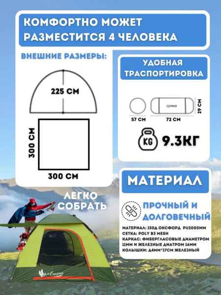 Кемпинговая шестиместная палатка к автомобилю