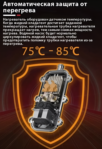 Автомобильный подогреватель двигателя 1800W / Двойная защита от перегрева, встроенный термостат, датчик температуры