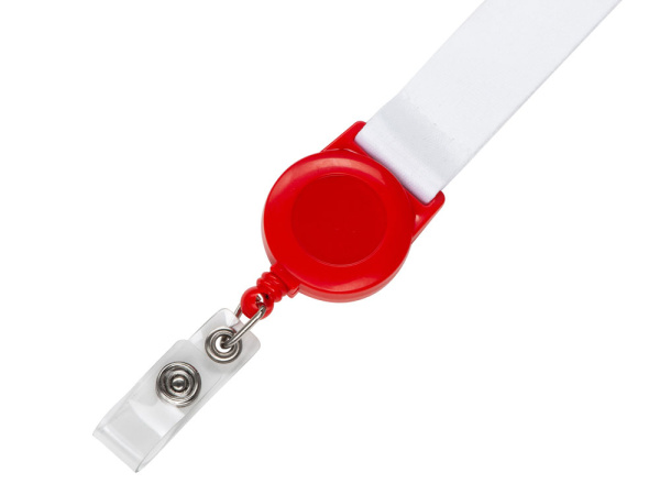 Ланъярд под сублимацию с ретрактором, 2 см, Цвет белый, красный