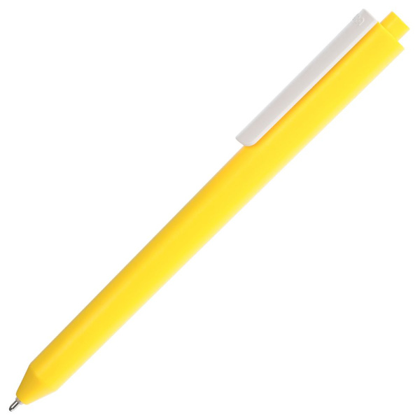 Ручка шариковая Pigra P03 Mat, желтая с белым, 14x1,1 см