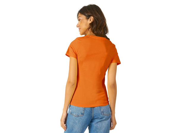 Футболка "Heavy Super Club" женская с V-образным вырезом, Размер S, Цвет оранжевый