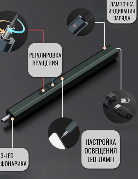 Аккумуляторная электрическая отвертка для точных работ + 30 насадок в комплекте