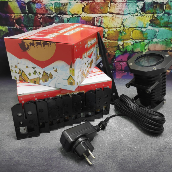 Уличный голографический лазерный проектор Christmas led projector light с эффектом цветомузыки, 10 с