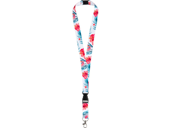 Ланъярд под сублимацию с карабином, межуровневым замком и замком обрыва, 2 см, Цвет белый