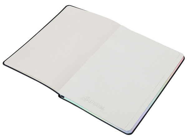 Блокнот А5 в гибкой обложке «Fellini» с голографическим срезом, Цвет темно-синий