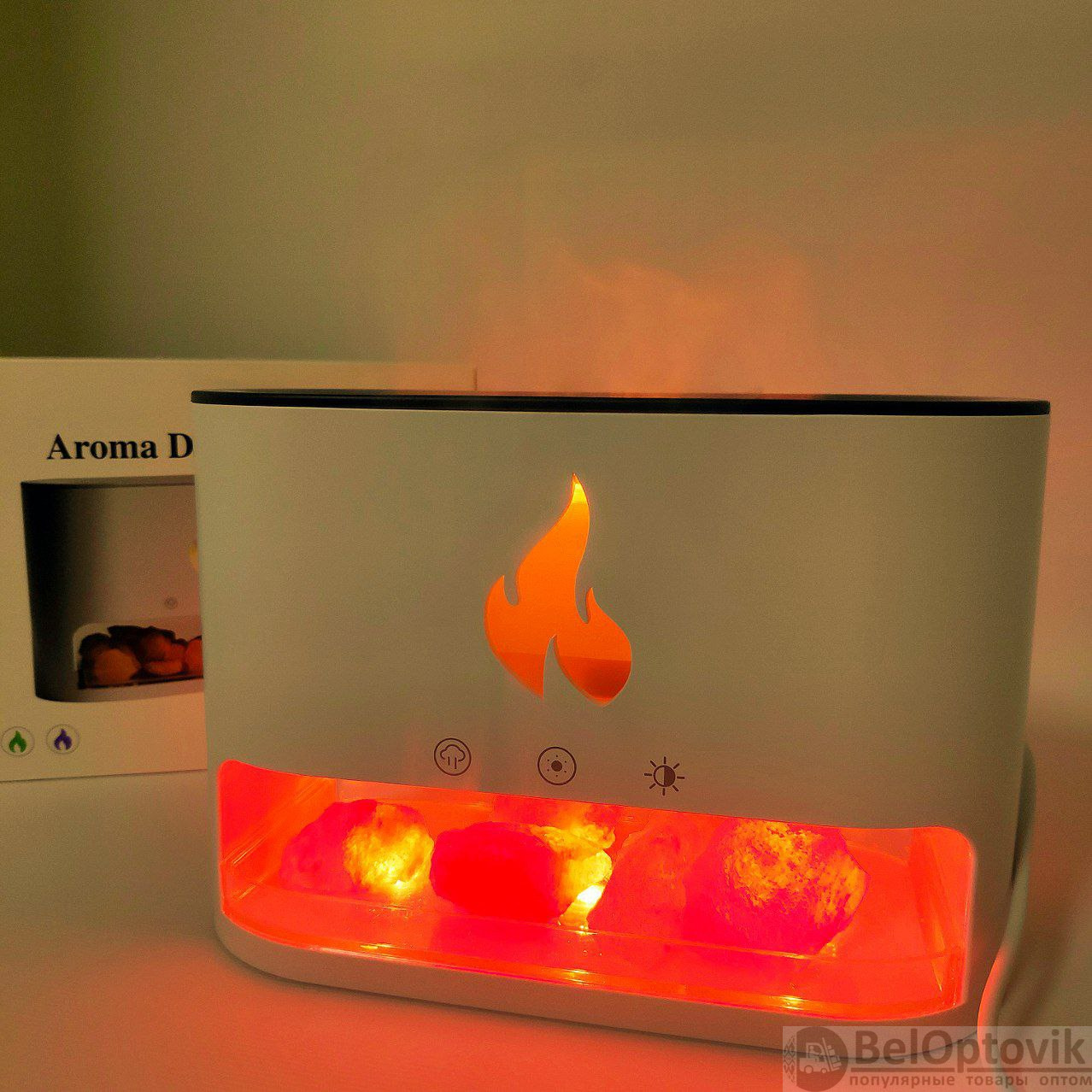 Аромадиффузор - ночник с эффектом камина Aroma Diffuser Touch Panel Version (4 вида подсветки, камни из гималайской соли, таймер)