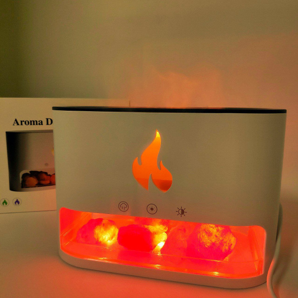Аромадиффузор - ночник с эффектом камина Aroma Diffuser Touch Panel Version (4 вида подсветки, камни из гималайской соли, таймер)