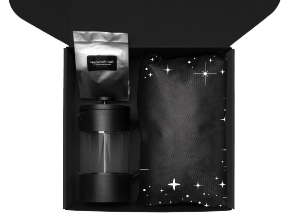 Подарочный набор «Re:Together» с френчпрессом, кружками и дженгой, Цвет черный