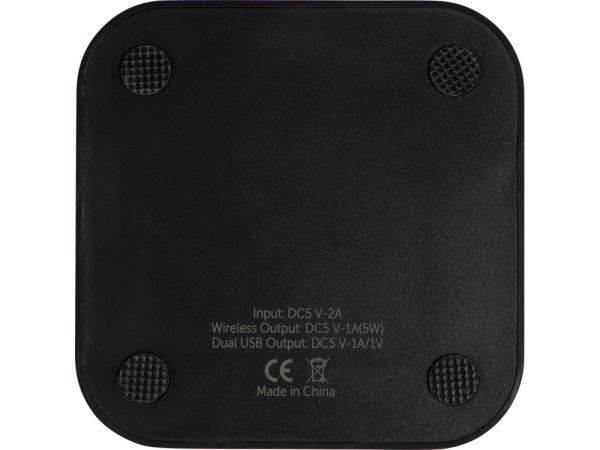Беспроводная зарядка «Tile» с 2 USB-A, 5 Вт, Цвет черный