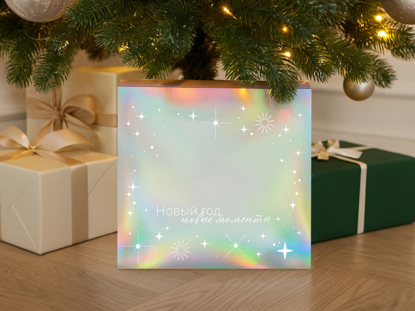 Подарочная коробка с голографическим шубером «Aurora», L, Размер L, Цвет черный/голография