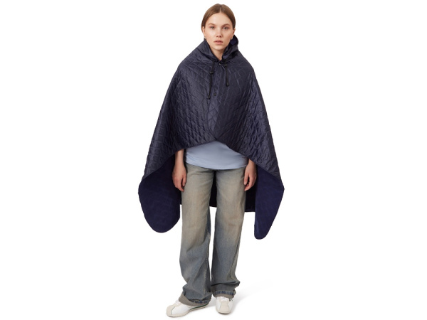 Плед-пончо 2-в-1 «Cappy» с капюшоном и мешком, Цвет темно-синий