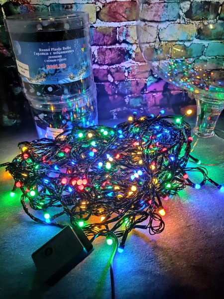 Гирлянда "Новогодняя" с небьющимися лампами 25 метров 500 Led Мультиколор