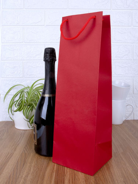 Пакет под бутылку Vindemia, красный, 12х11,2х38 см