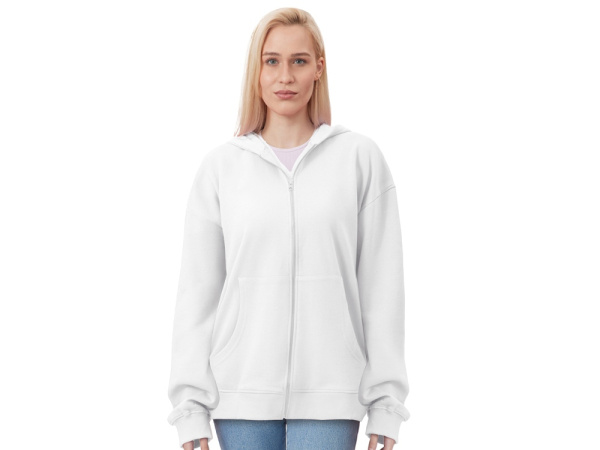 Толстовка оверсайз с капюшоном на молнии «Monaco», Размер XL-2XL, Цвет белый