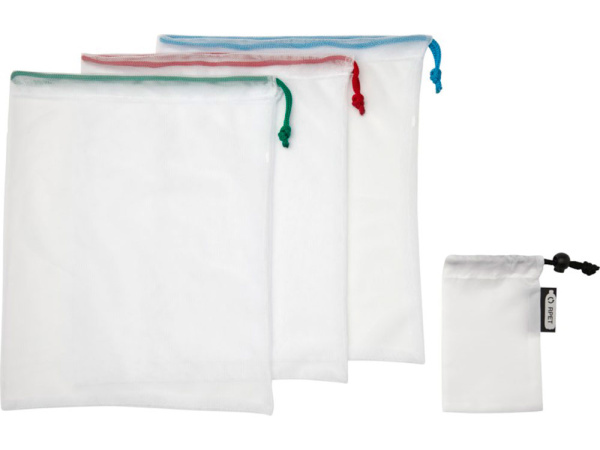 Набор сетчатых сумок «Trio» из вторичного ПЭТ, Цвет белый