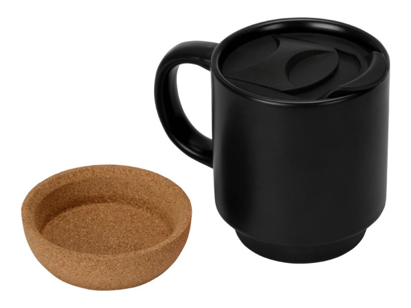 Кружка с пробковым дном и крышкой «Denpasar», Цвет черный матовый