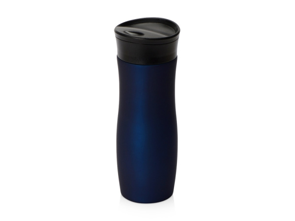 Вакуумная герметичная термокружка «Streamline» с покрытием soft-touch, тубус, Цвет темно-синий