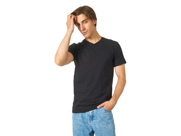 Футболка "Heavy Super Club" мужская с V-образным вырезом, Размер 2XL, Цвет черный