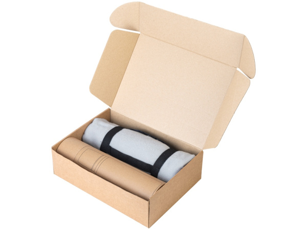 Подарочный набор с термосом и пледом «Serenity», Цвет серый, белый