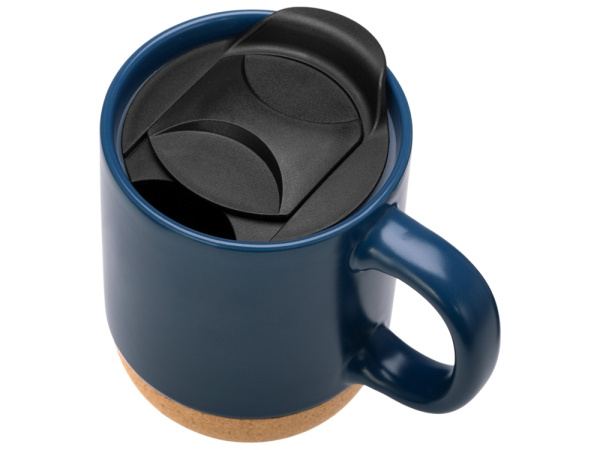 Кружка с пробковым дном и крышкой «Denpasar», Цвет бензиновый синий