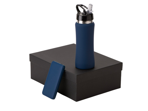 Подарочный набор «COLOR IT» с бутылкой для воды и повербанком , Размер 10000 mAh, Цвет темно-синий