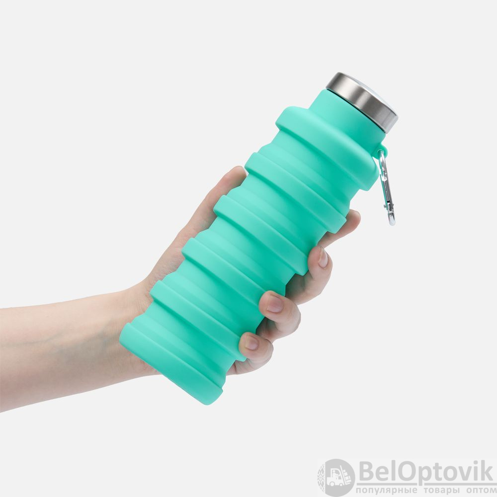 Складная бутылка для воды Cascata, бирюзовая, 7х11,5х7 см